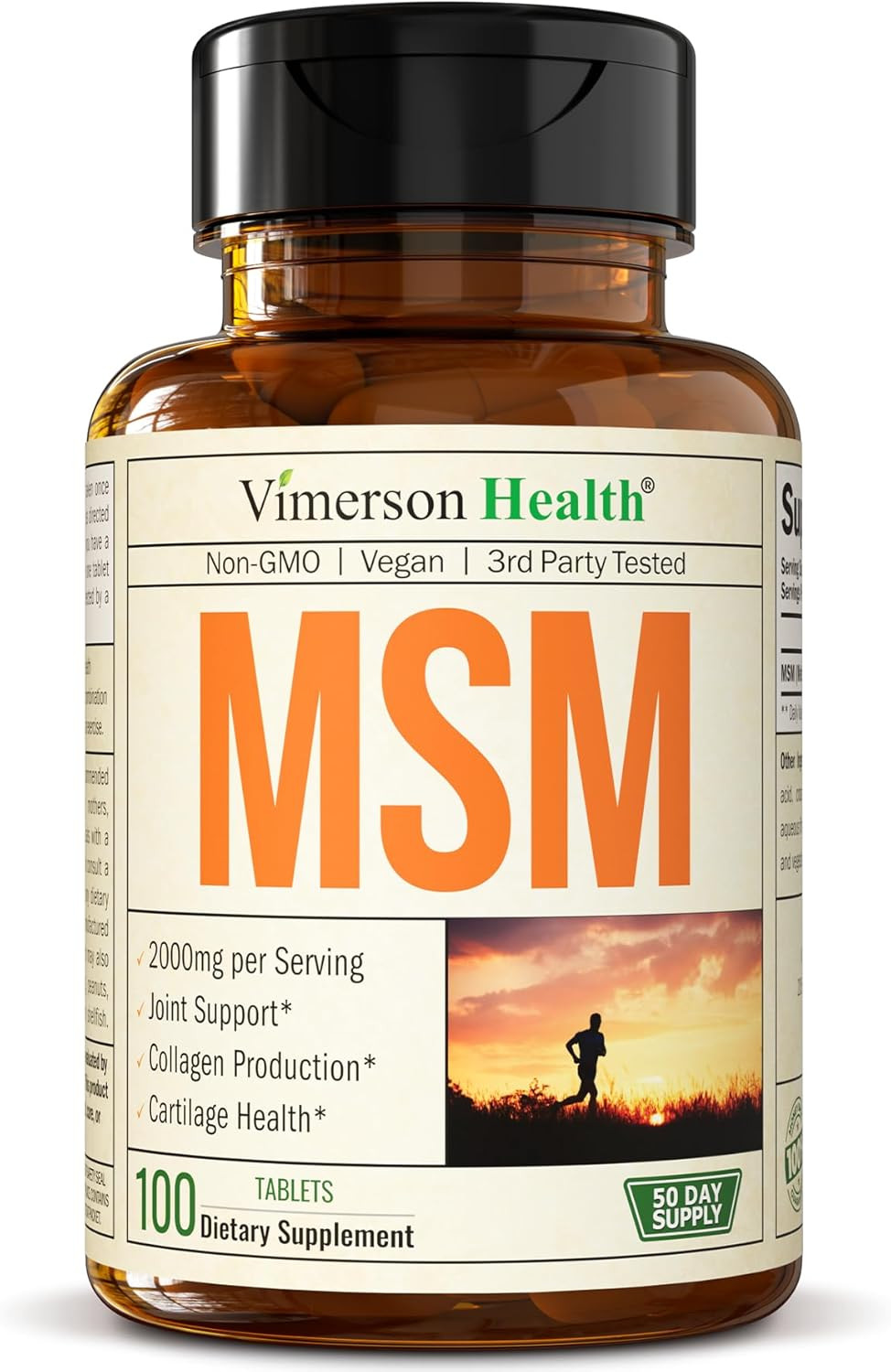 Vimerson Health MSM 2000Mg, 100 Tablets, Supplement for Cartilage & Joint Health