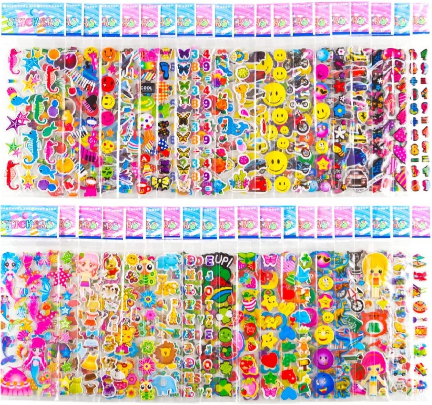 1200 Pcs 3D Puffy Stickers Assorted Scrapbook Stickers for Teachers Reward