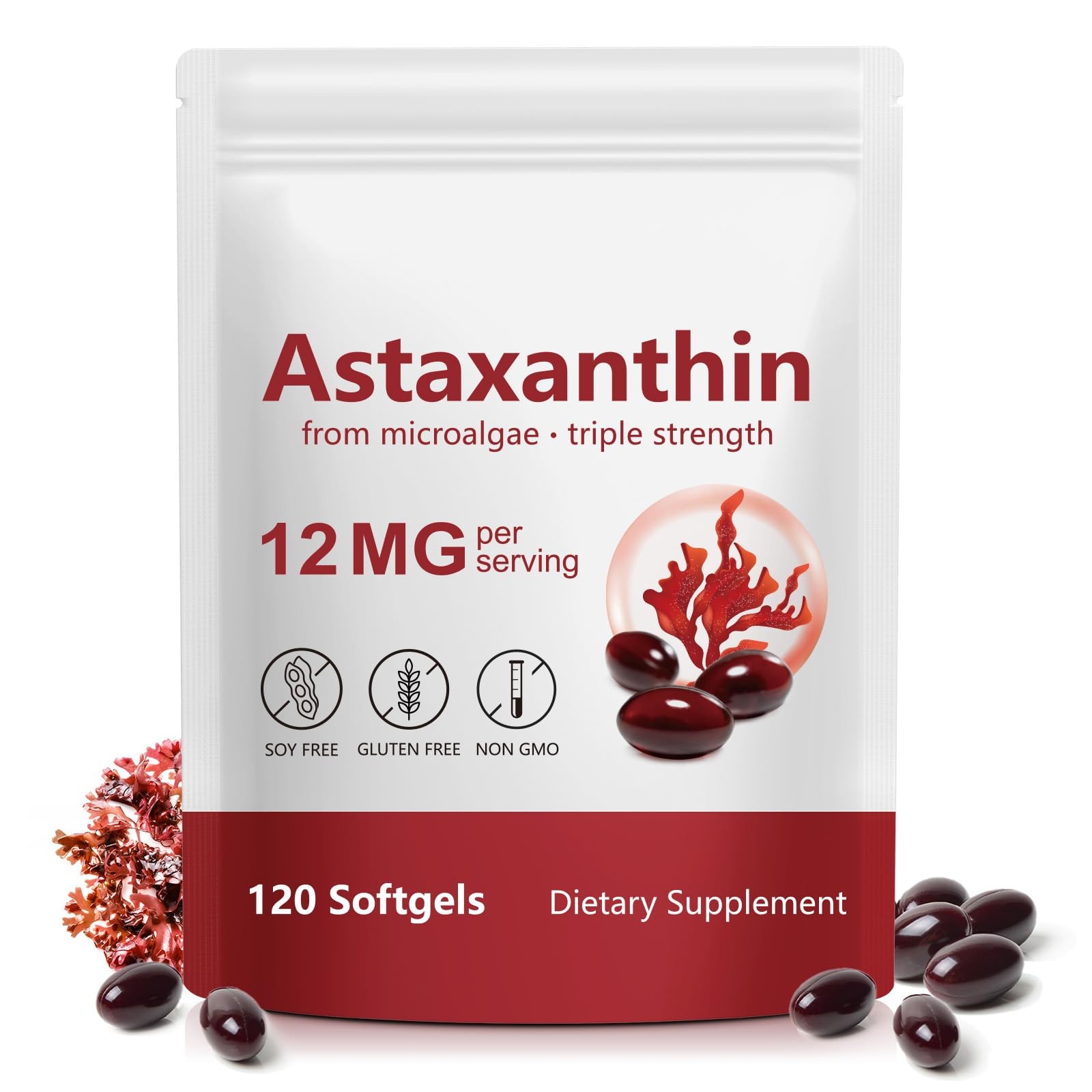 Astaxanthin 12mg, Premium 120 Count (Pack of 1)