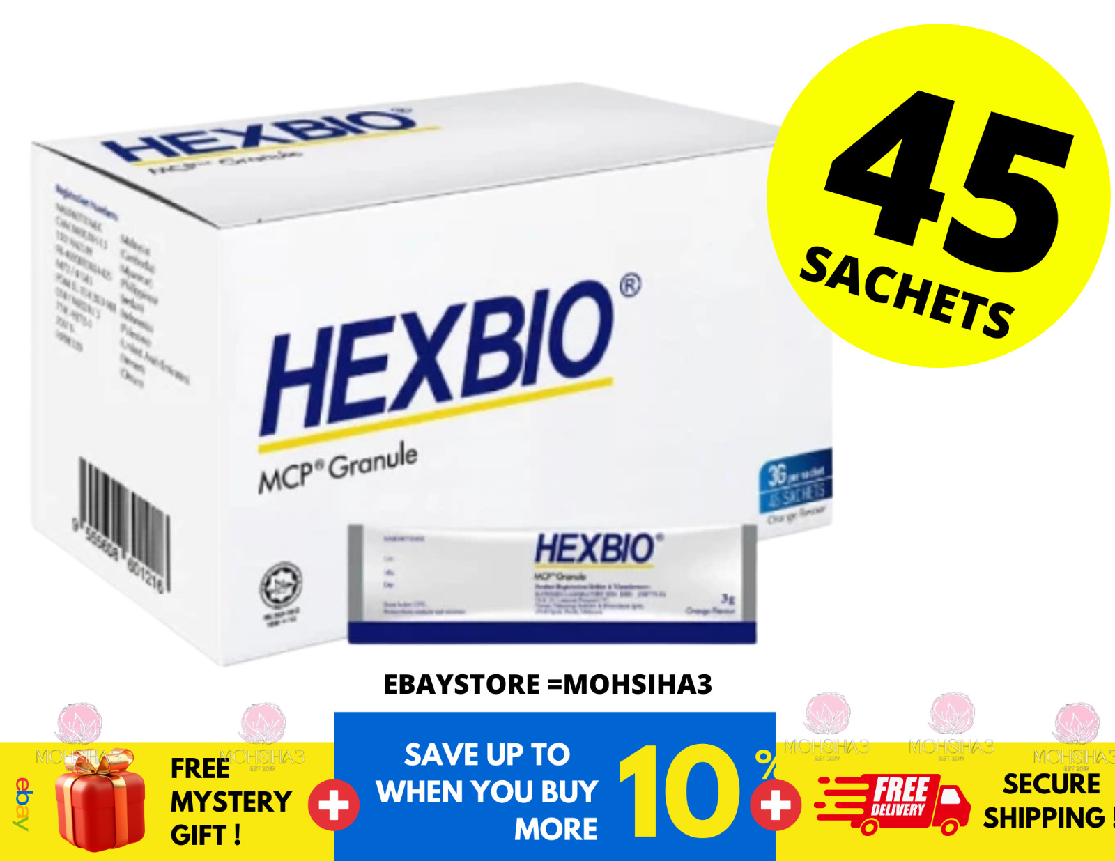 Hexbio Probiotic Granule For Constipation Diarrhea ( 3g x 45’s)