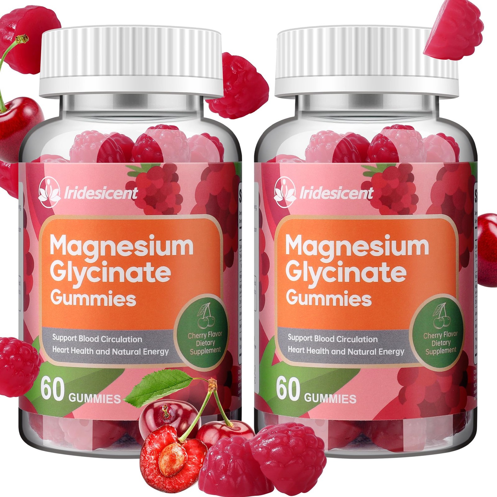 IRIDESICENT Magnesium Glycinate Gummies, Sugar Free 60 Count (Pack of 2)