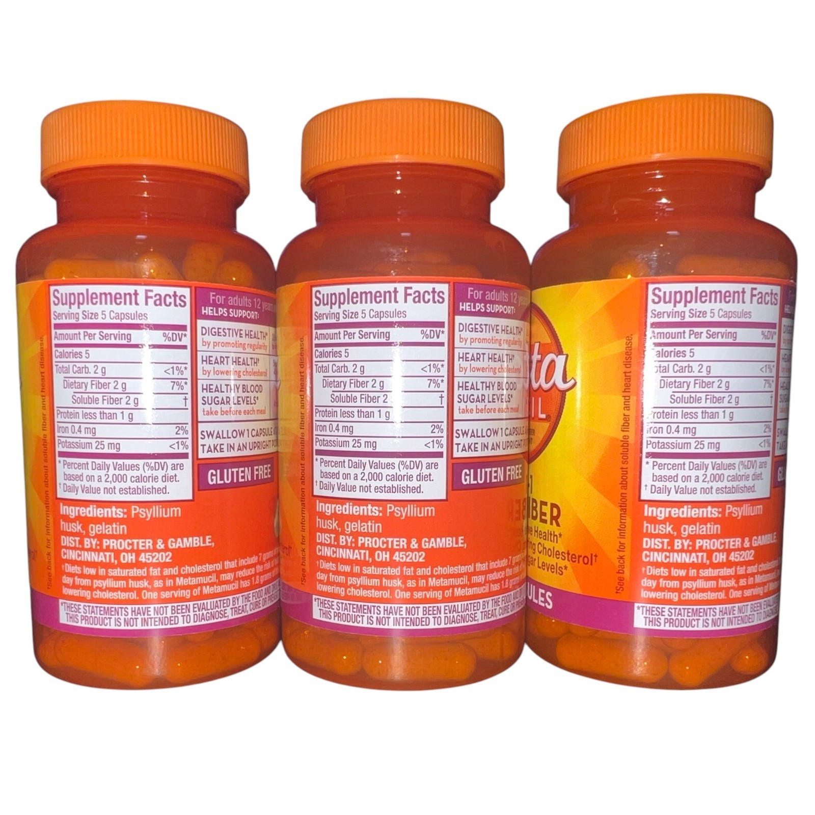3x Metamucil 3-In-1 Daily Fiber 100×3 300 Capsules 3/2029