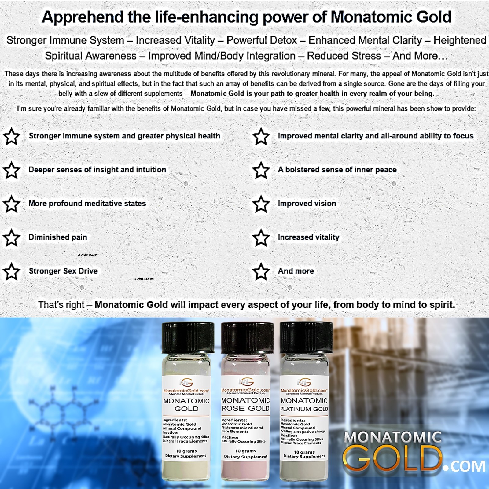 MONATOMIC GOLD *ORMUS* WHITE POWDER GOLD* 100 gram MONOATOMIC GOLD Andara M-5