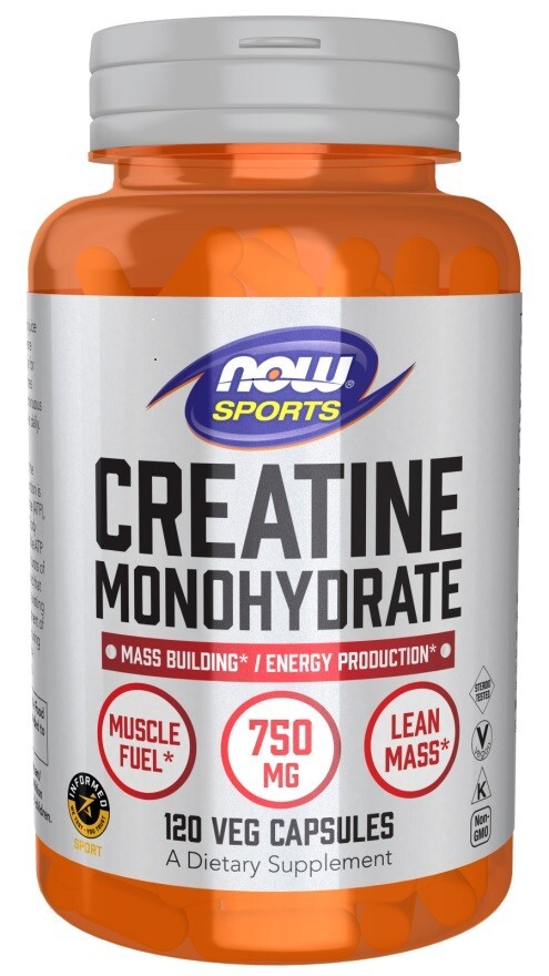 NOW FOODS Creatine Monohydrate 750 mg 120 Veg Caps Exp 10/2026 NEW