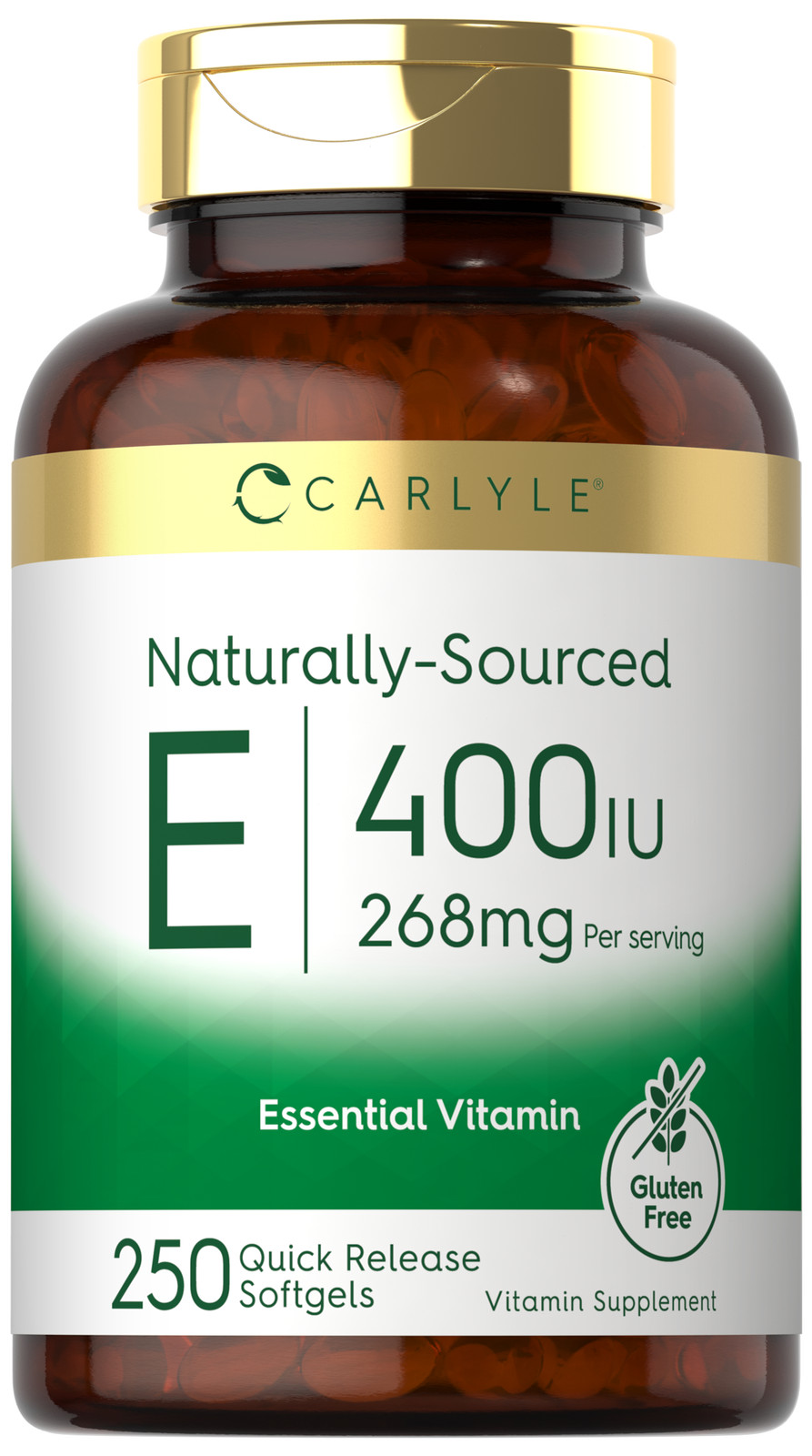 Vitamin E 400 IU | 250 Softgels | Naturally Sourced | Non-GMO | by Carlyle