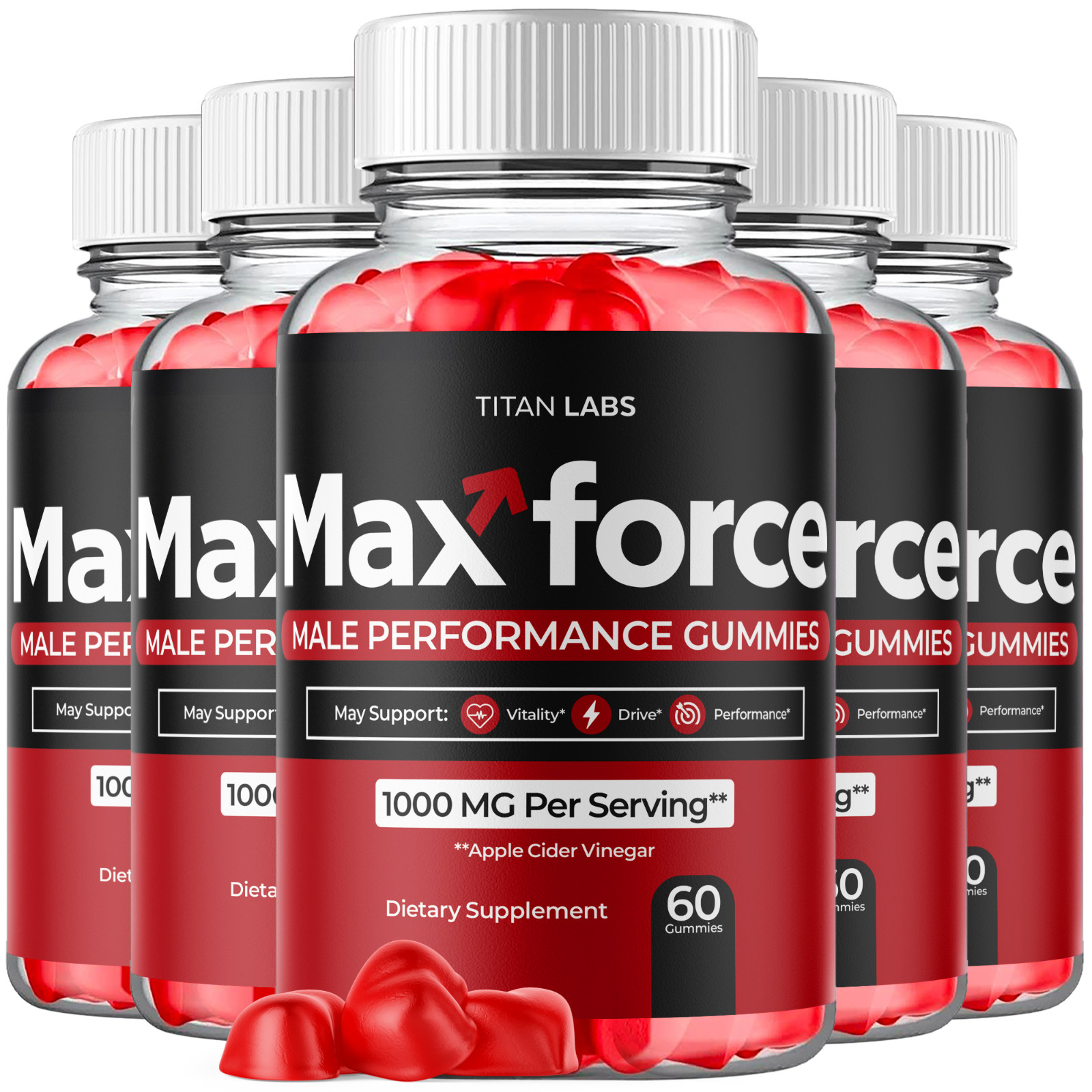 (5 Pack) Max Force Gummys Advanced Male Support Supplement MaxForce 300 Gummies