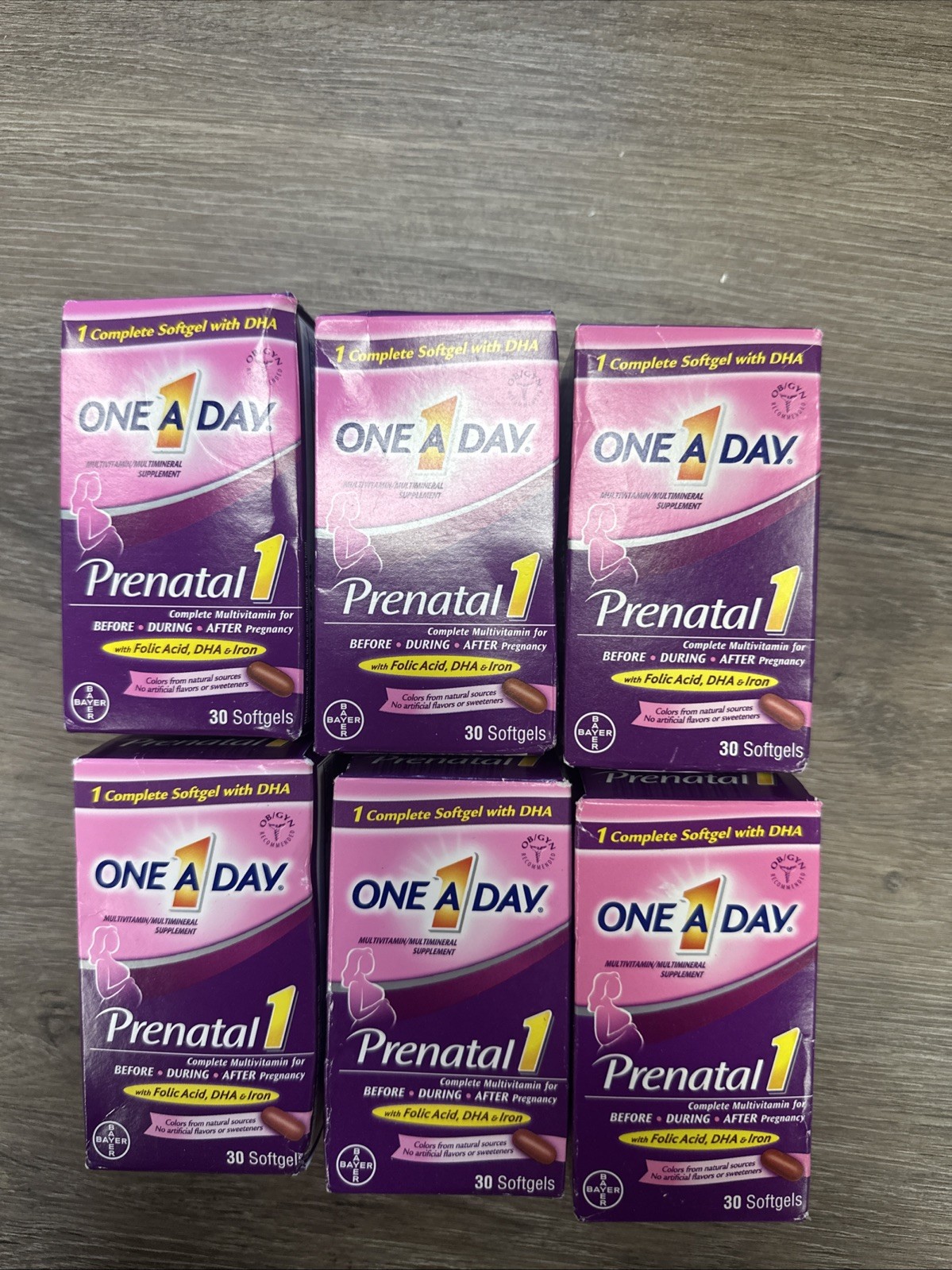 6x – One A Day Prenatal 1 Multivitamin Supplement, 180 Softgels, EXP 03/26-09/26