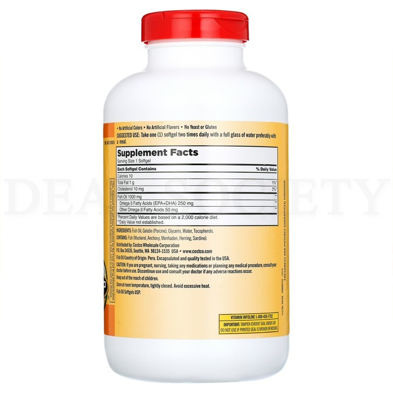 Kirkland Signature Fish Oil 1000 mg. Supports Healthy Heart – 400 Softgels