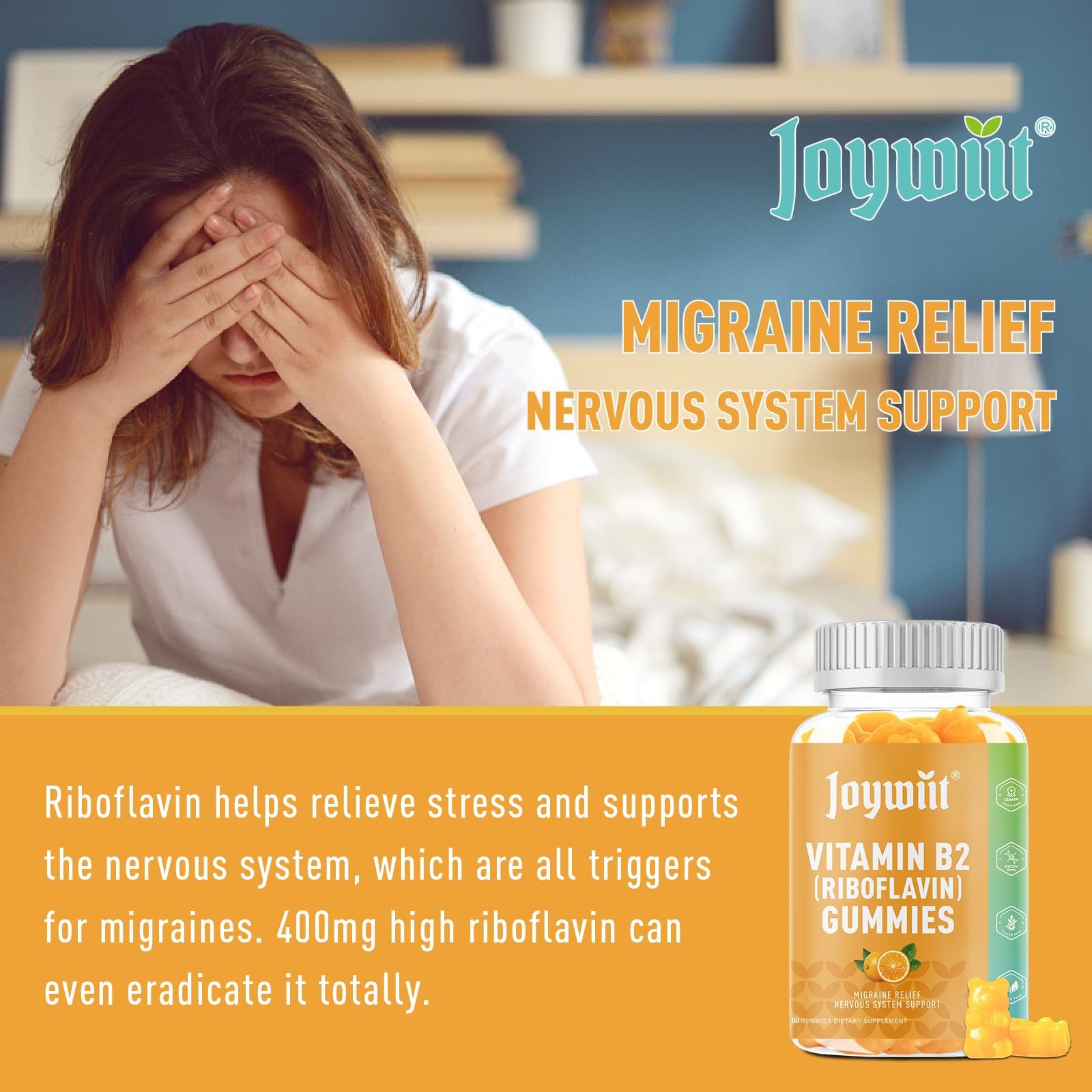 Vitamin B2 Gummies | Riboflavin 400mg | b2 Vitamin 400mg Chewable for Adults …