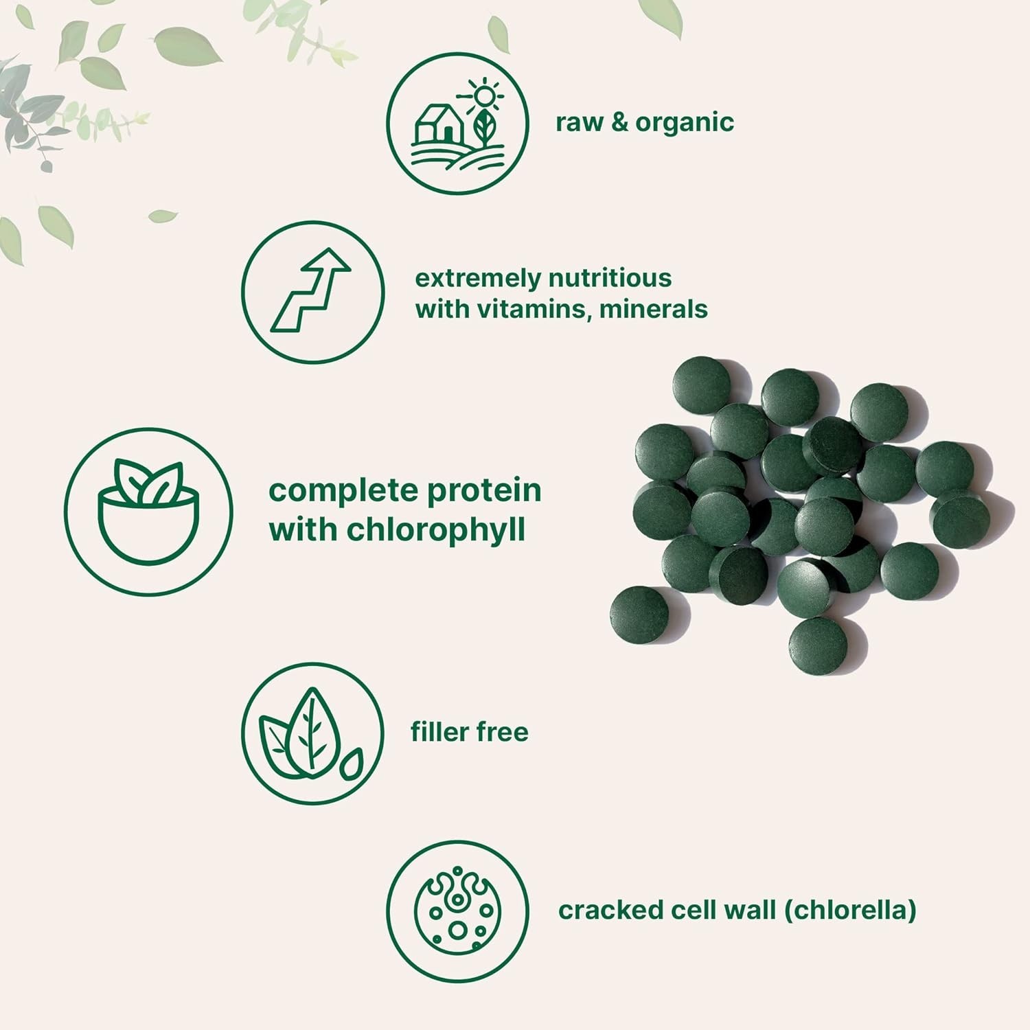 Organic Spirulina Chlorella Tablets, 3,000mg Per Serving, 720 Tablets 4 Supp…