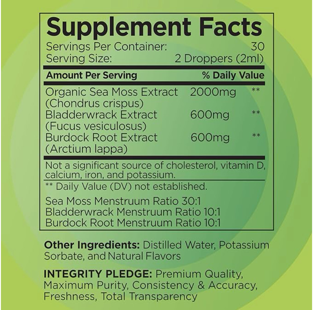 Sea Moss – 3200Mg Irish Sea Moss Liquid Drops, 6X Stronger Seamoss than Pills an