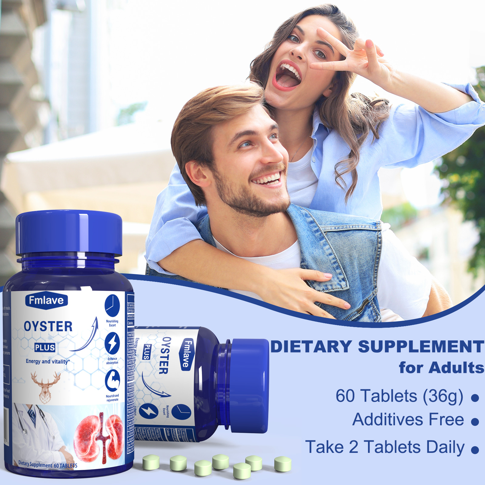 Men’s Vitality Supplement 60 Tablets Oyster Extract Mens Energy & Immune Support