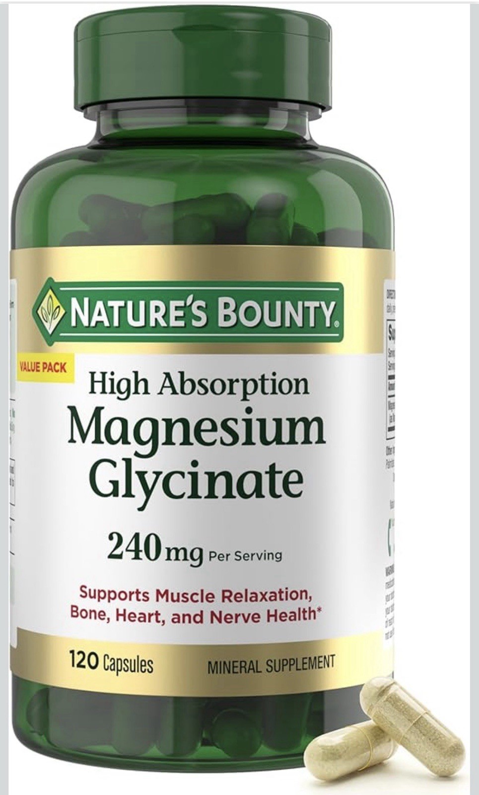 Nature’s Bounty Magnesium Glycinate 240mg 120 Capsules New Sealed