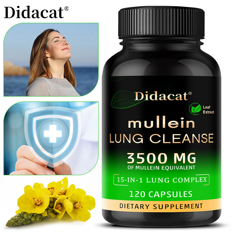 Mullein Leaf Extract 3500mg Lung Cleanse Respiratory Herbal Capsules 120 Caps