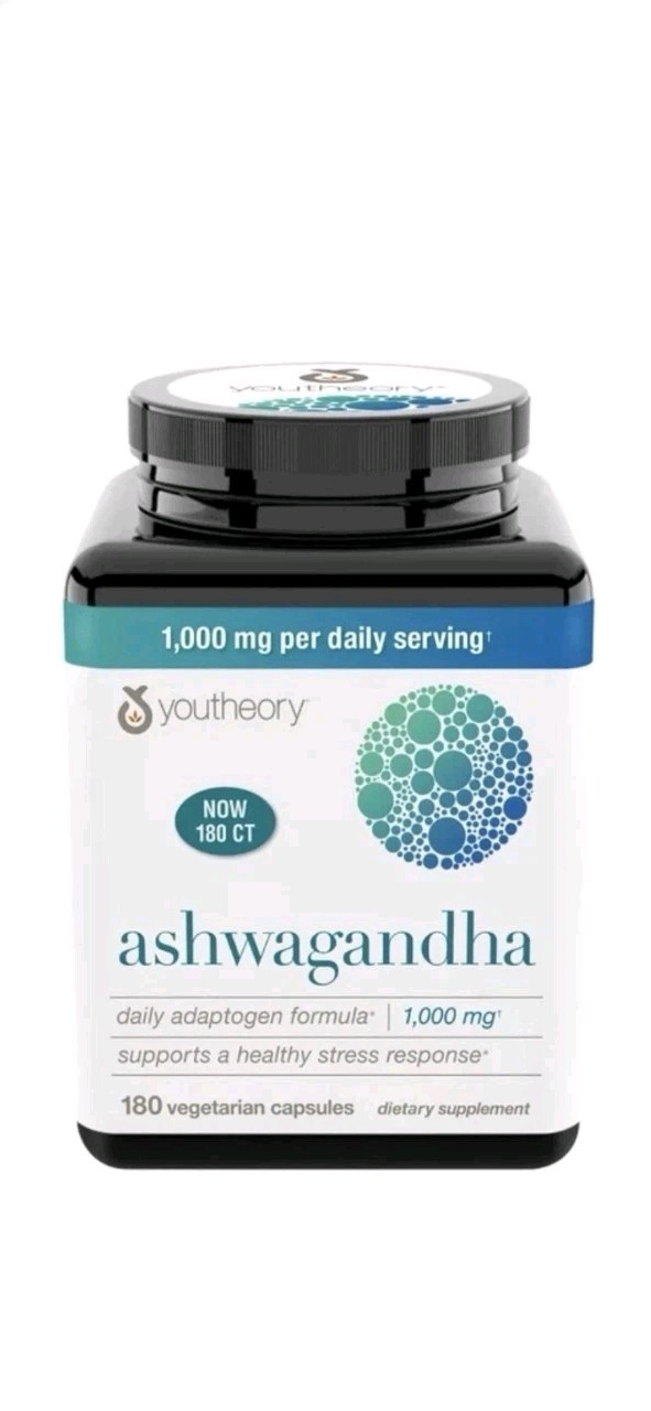 youtheory Ashwagandha 1000 mg, 180 Vegetarian Capsules