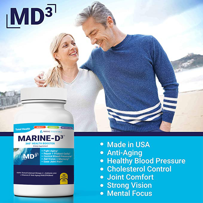 Marine Essentials | Marine-D3 | Anti-Aging | Omega-3 | 6 Bottles (360 Capsules)