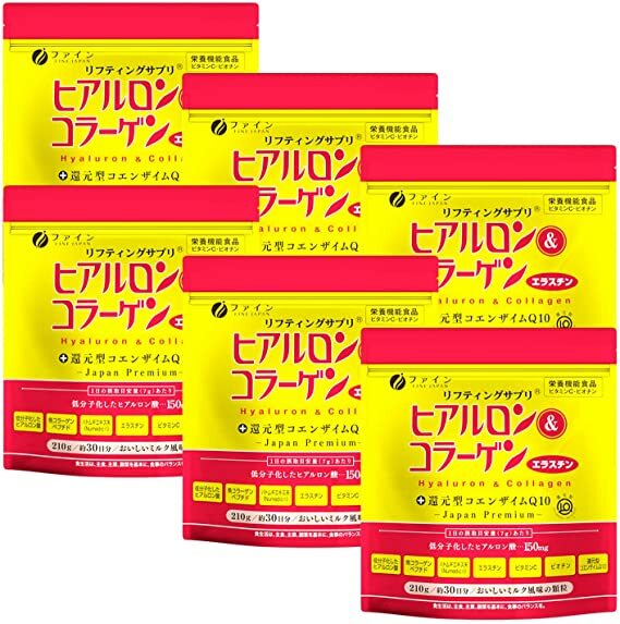 Fine JAPAN Hyaluronic and Collagen powder with Coenzyme Q10, 210g/30days x 6pks