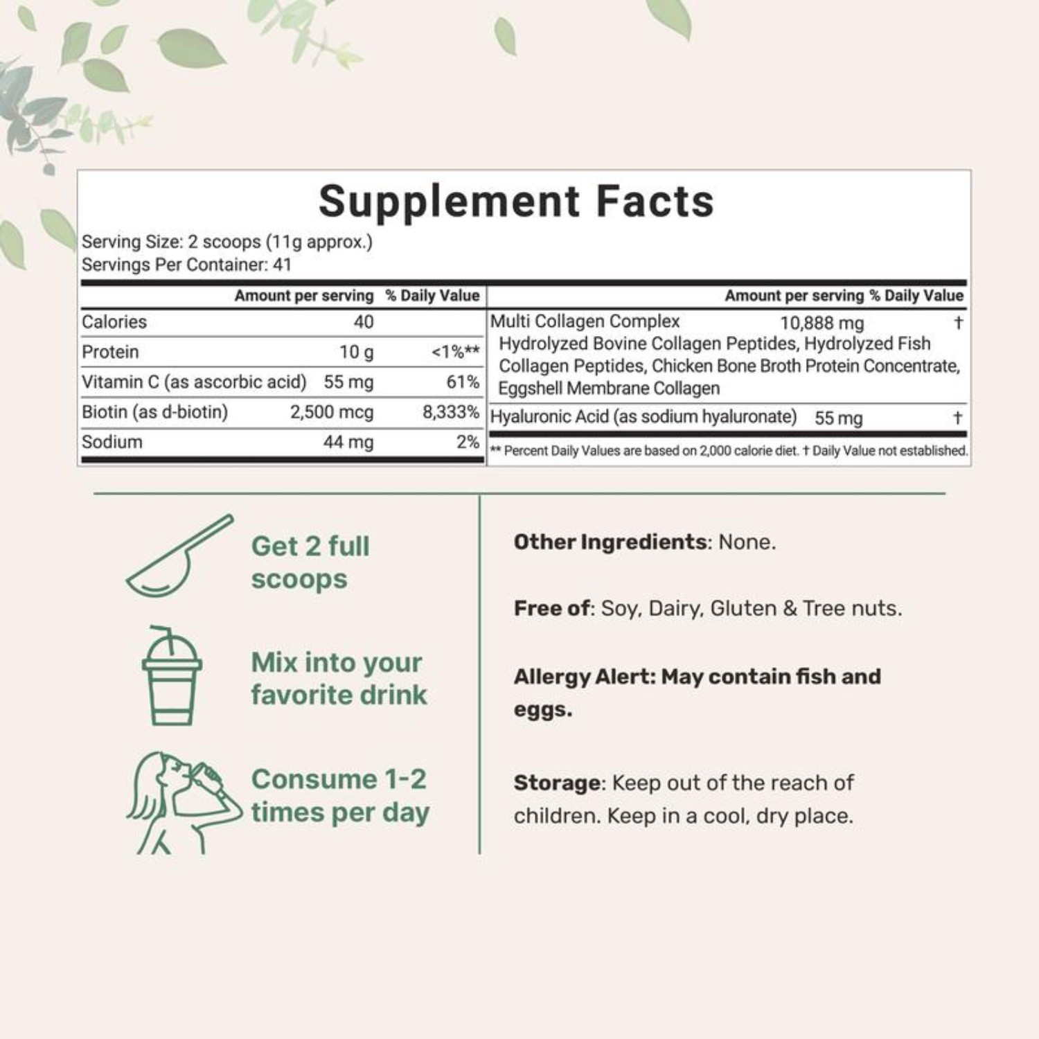 Ingredients Micro Hydrolyzed Multi Collagen (I,II,III,V,X) , Unflavored