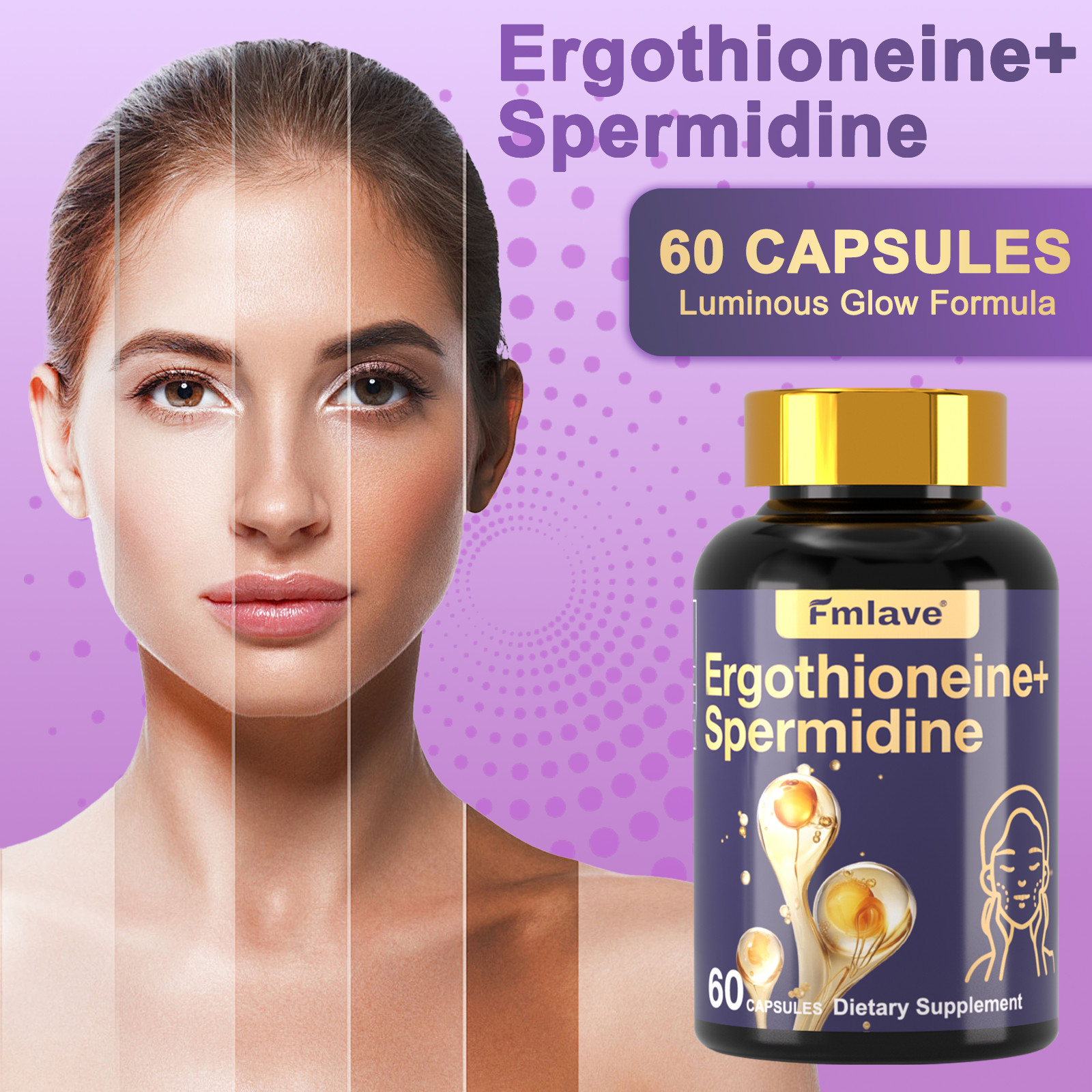 Ergothioneine Supplement (EGT) 25Mg with Spermidine 10mg Brain Health, Longevity