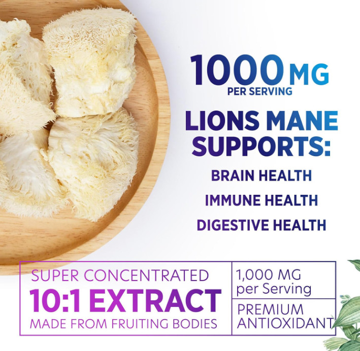 Lions Mane Mushroom Capsules 10,000Mg – Lion’S Mane Supplement Capsules for Memo