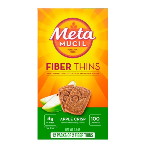 3 pack Metamucil Friendly Fiber Thins Fiber Powder Food Apple Spice 12 Ct