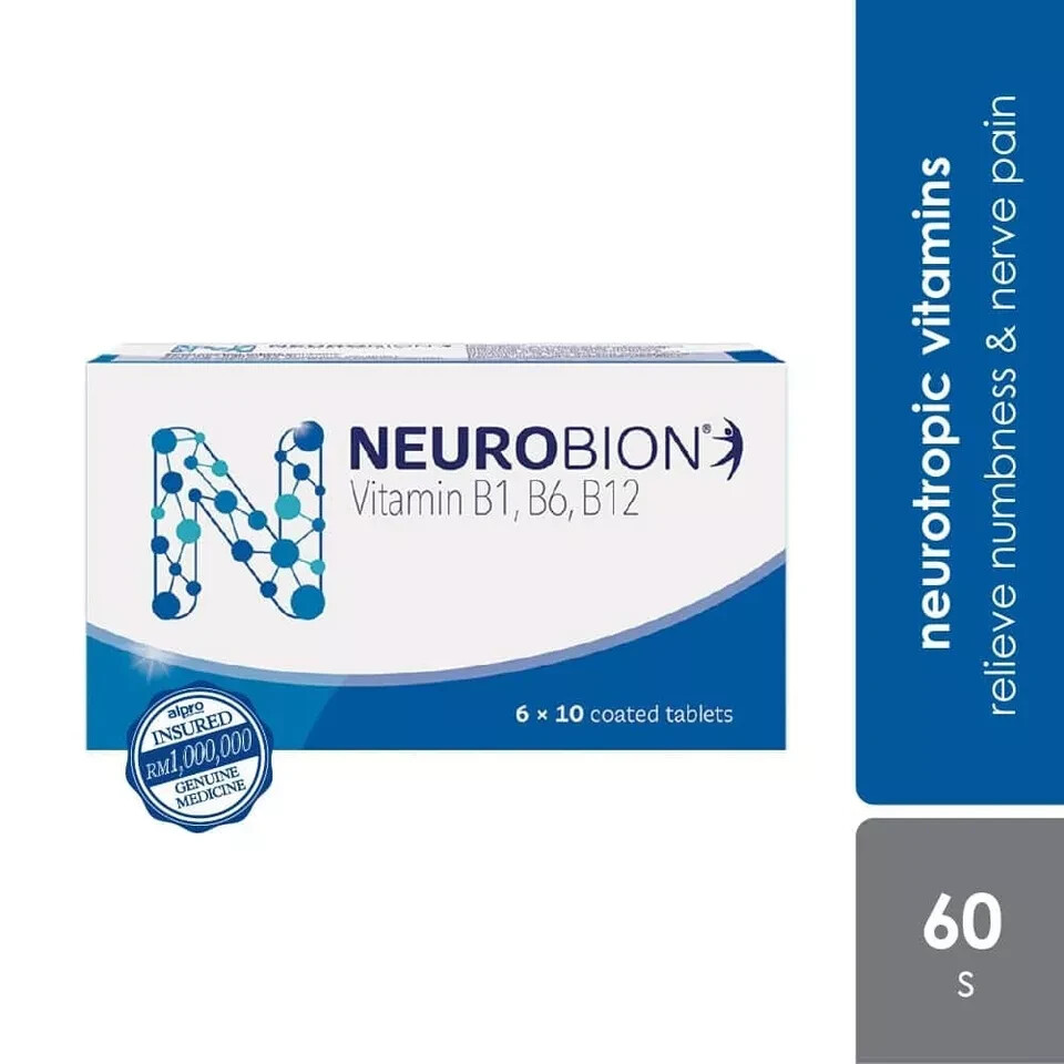 Neurobion Vitamin B1, B6, B12 Nerve Relief Numbness & Tingling 60’s SHIP FROM US