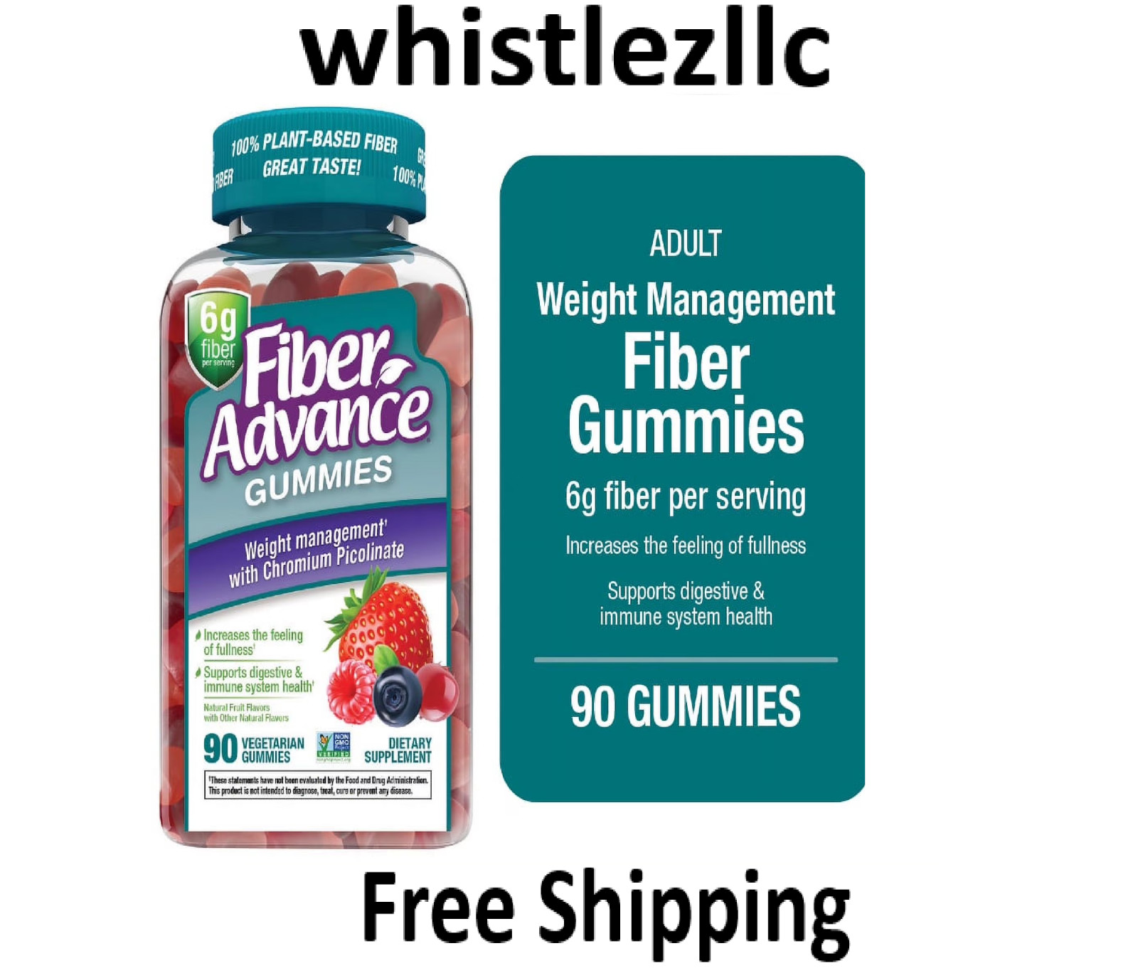 Fiber Advance Weight Management Gummies with Chromium Fiber Supplement, 90 Count