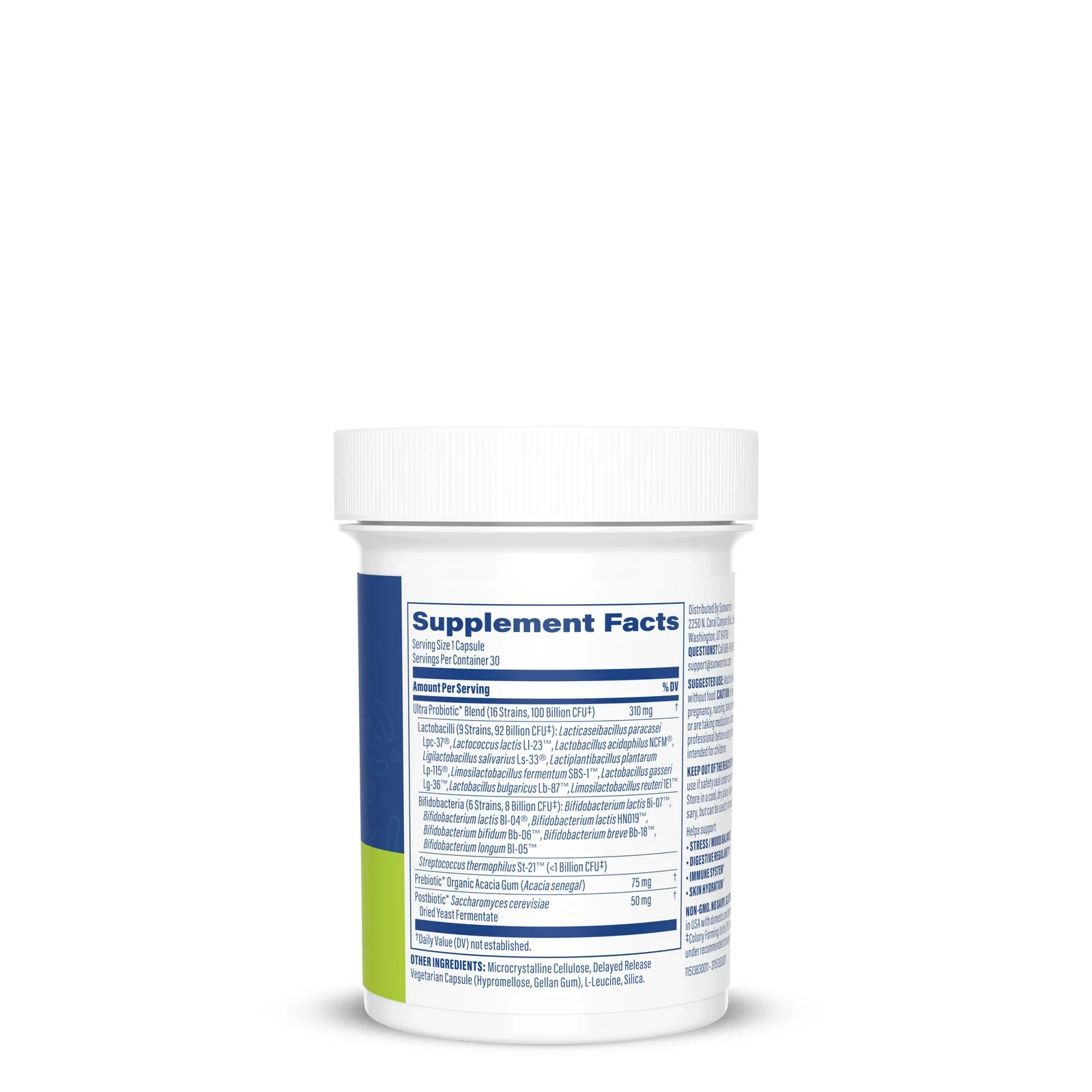 Sunwarrior Ultra Probiotic 100 Billion, Stress, Mood, Immune, Skin, 30 Vegan Cap