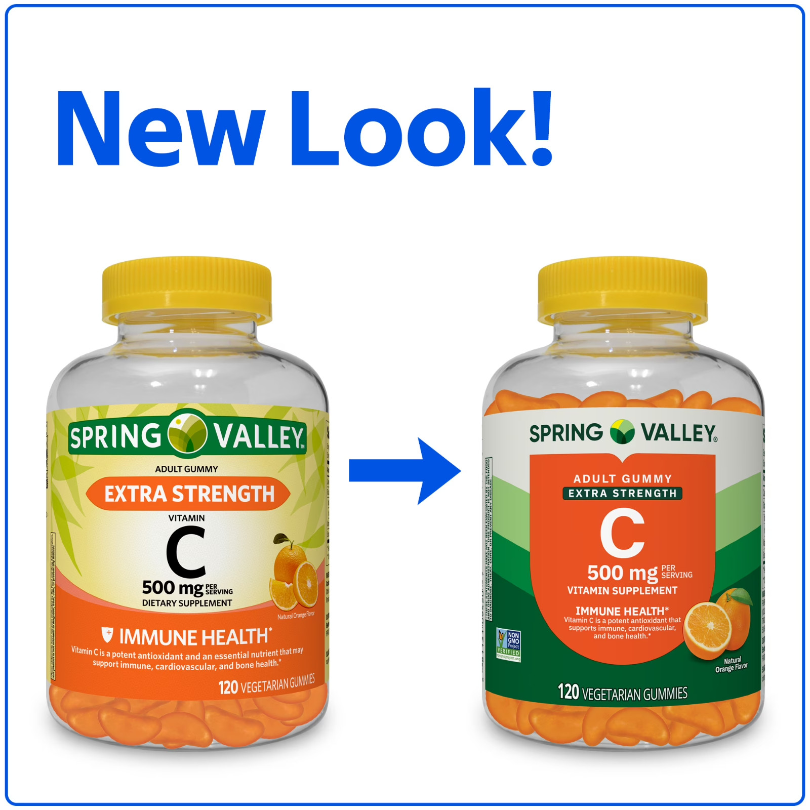 Spring Valley Vitamin C Supplement Gummies, Orange, 500 mg, 120 CT (2 PACK)