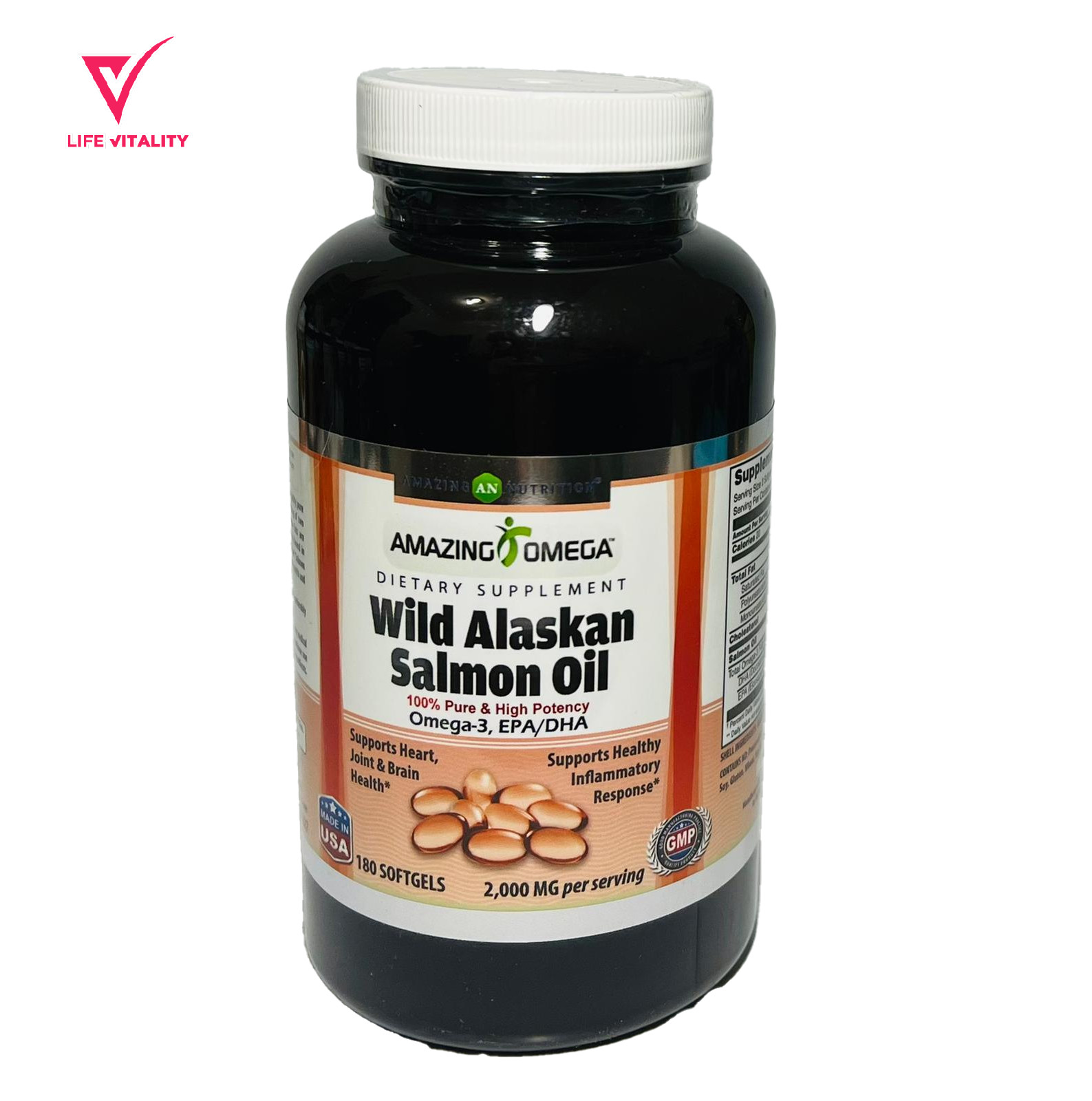 Wild Alaskan Salmon Oil 2000 mg per serving 180 Softgels Omega-3