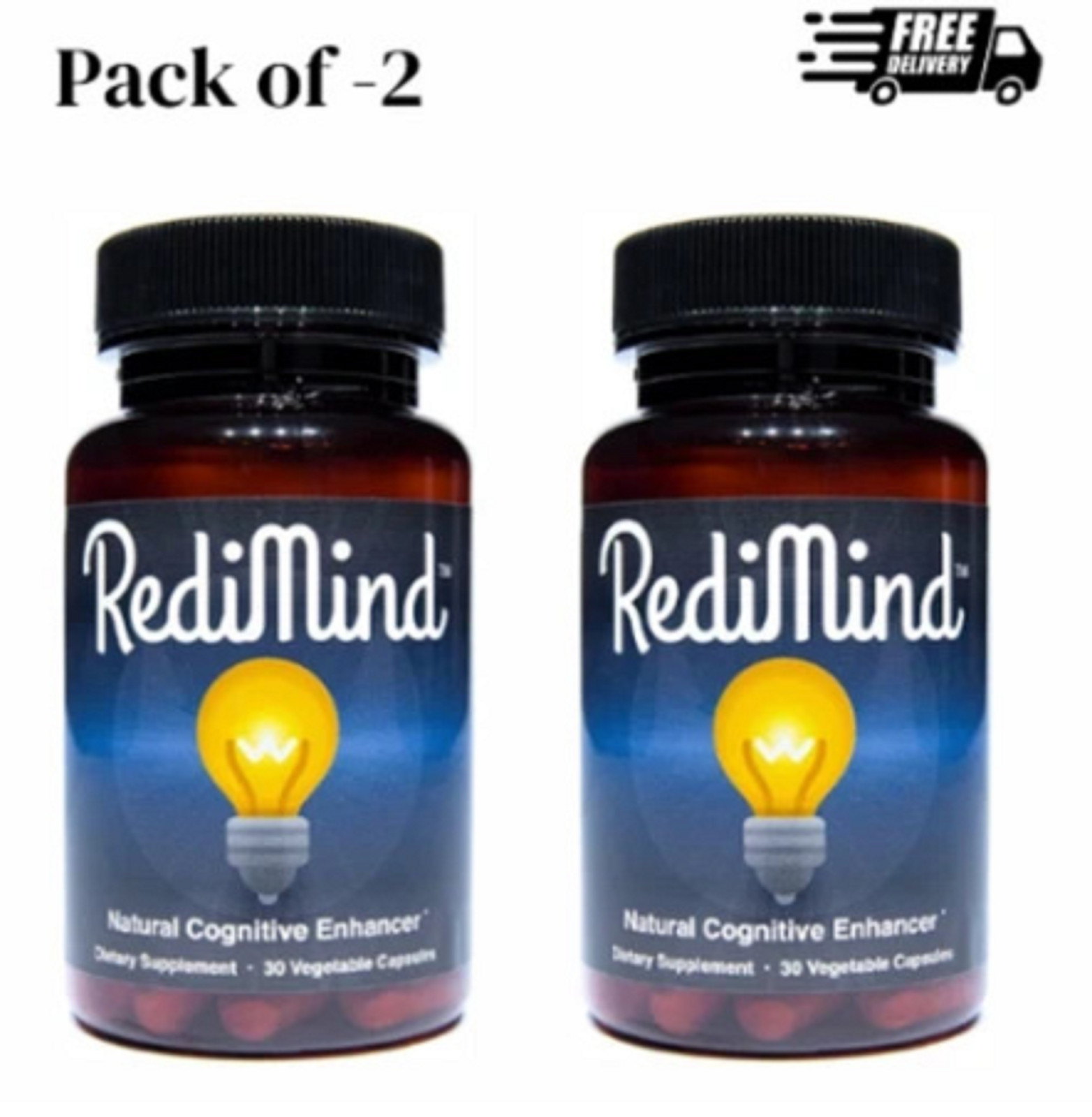 2 Pack Redimind Cognitive Supplement Capsules Non-GMO, Vegan, Gluten-Free