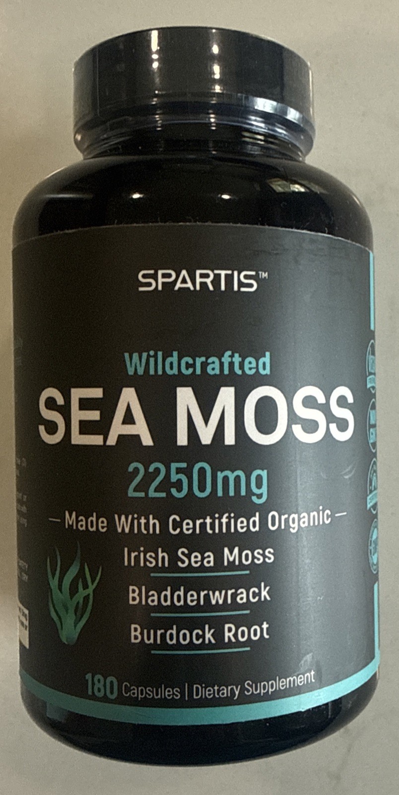 SPARTIS Certified Organic Sea Moss Capsules 2250mg Wildcrafted Irish Sea Moss…
