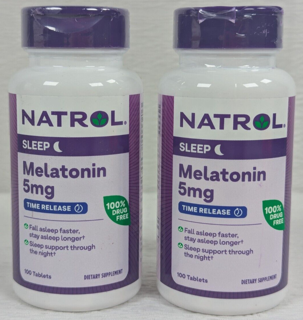 Natrol – Melatonin – Time Release – 5 mg – 100 Tabs – 2 Pack – exp: 04/27