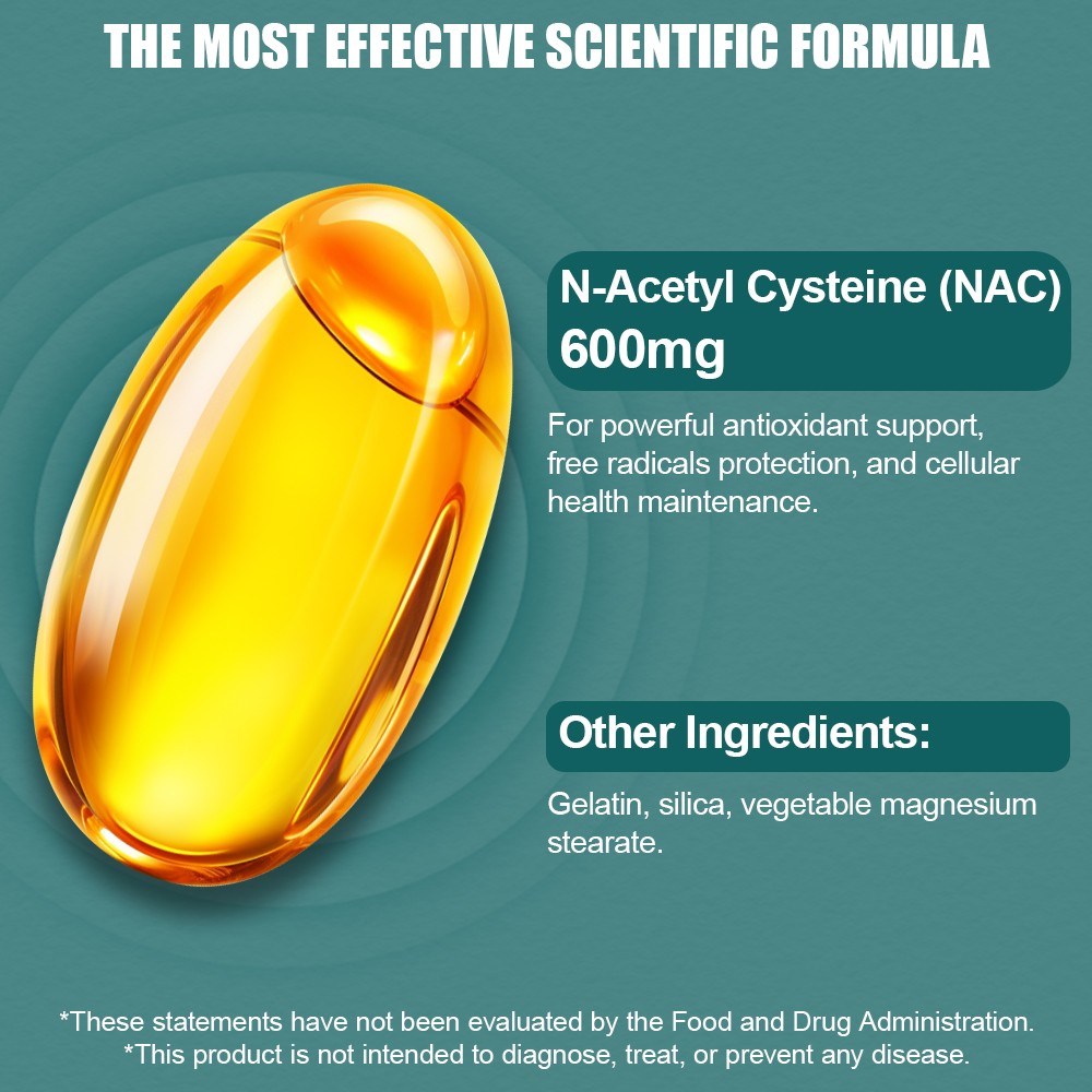 NAC (N-Acetyl Cysteine) 600mg Supports Antioxidant Detoxifying Lung Health