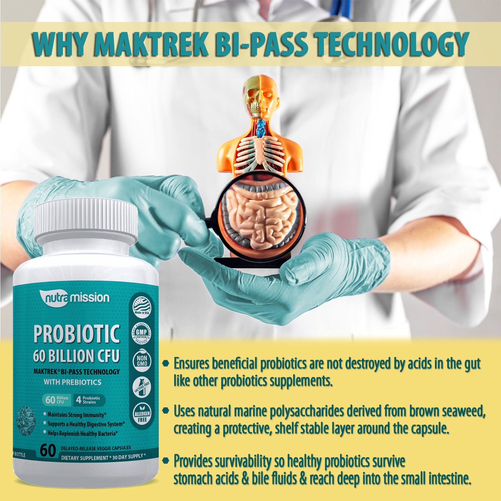 Probiotic 60 Billion CFU with Prebiotics- Delayed release Capsules x2