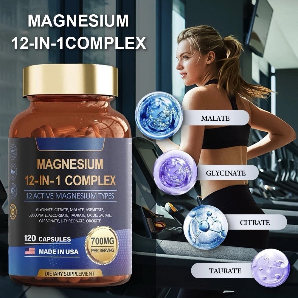 Magnesium Complex 700mg 12-in-1 Supplement, 120 Capsules for Daily Support