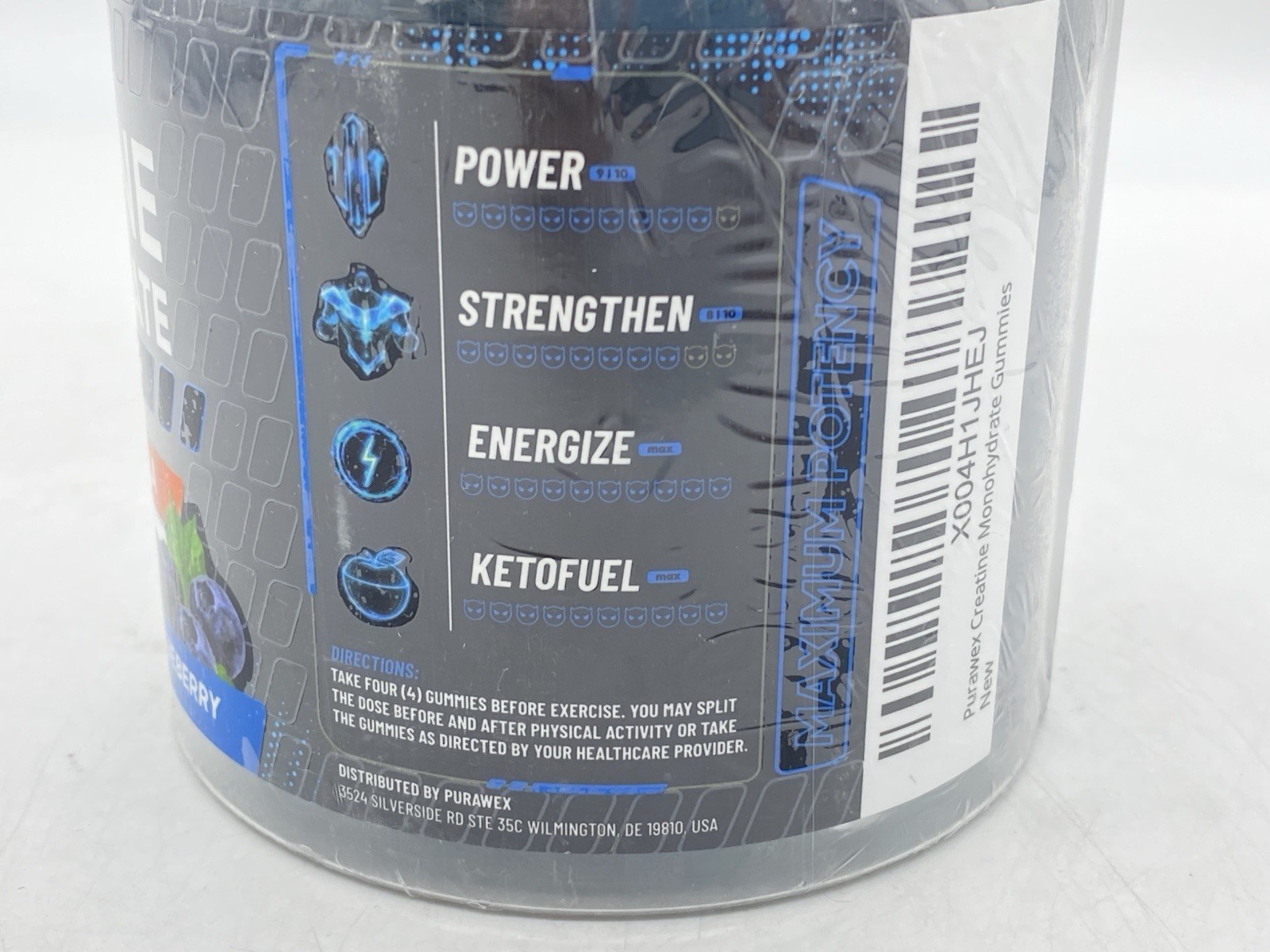 Purawex- Creatine Monohydrate- 8500 mg-120 Ct-Blueberry |EXP 03/27| Bcaa Taurine