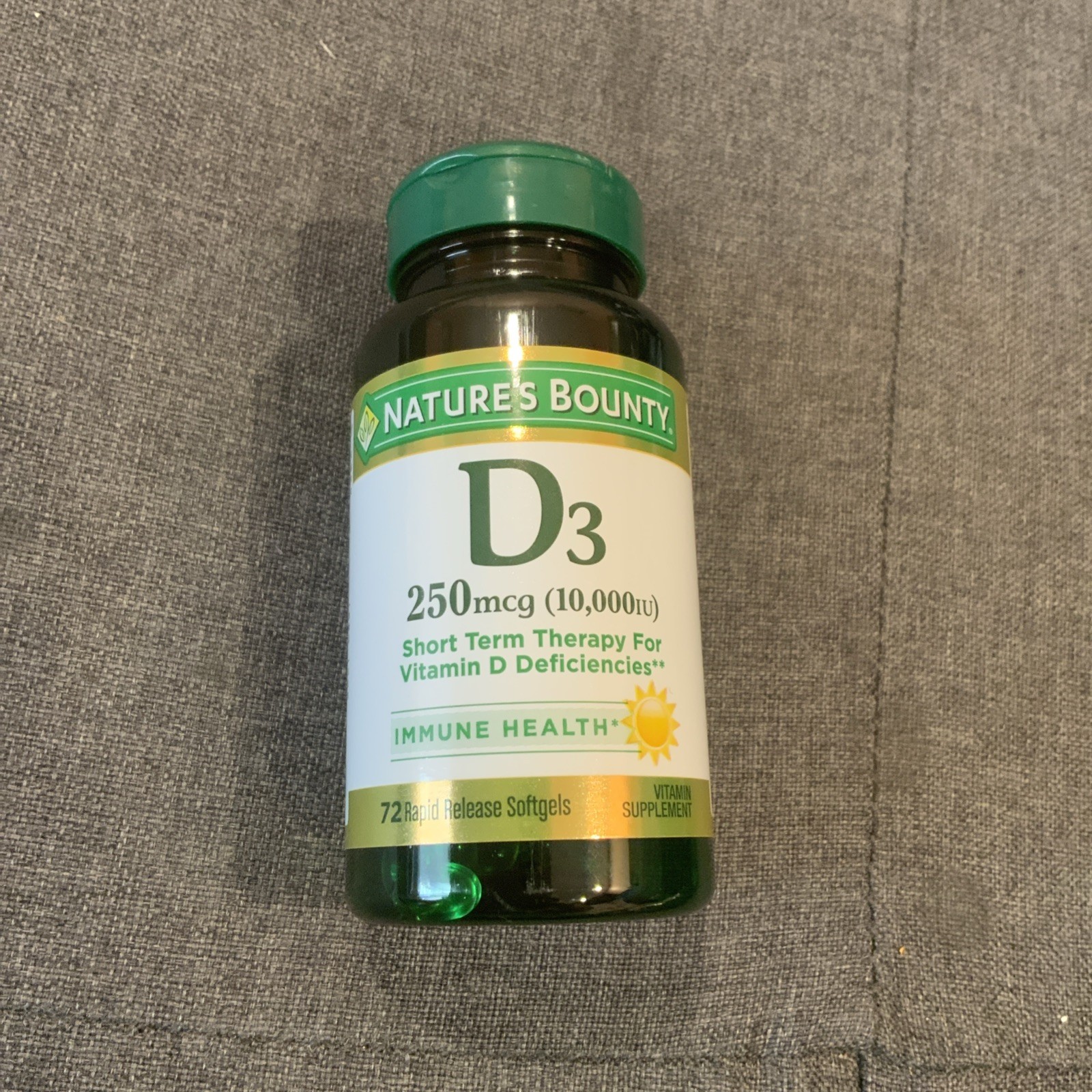 Nature’s Bounty Vitamin D3 Softgels- 250 mcg- 10000 IU- 72 Ct Exp 05/28