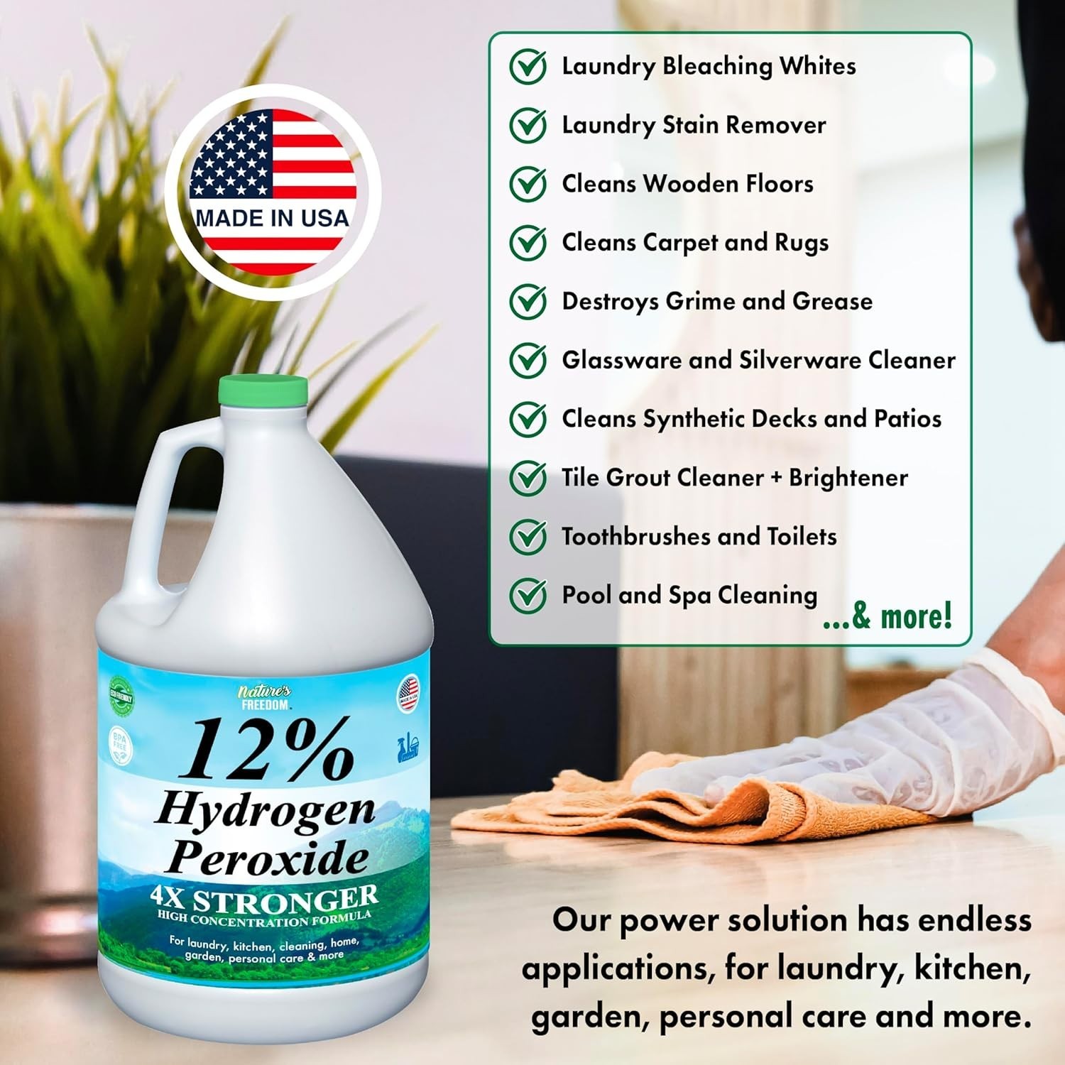 Versatile 12% Hydrogen Peroxide Solution – Unscented Cleaning Power, 128 Fl Oz