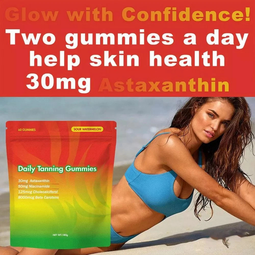 60pcs/bag Natural Daily Tanning Gummies Sunless Tan & Skin Glow Supplement