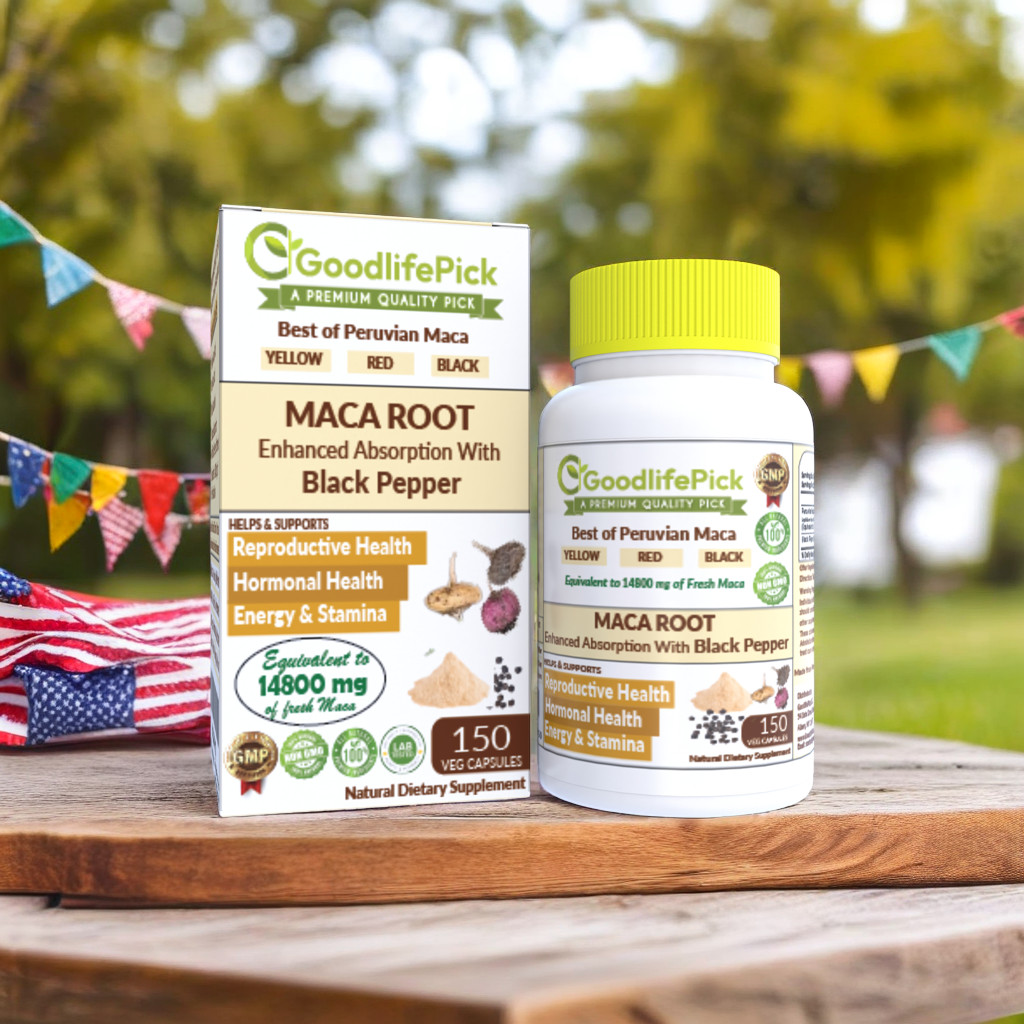 Maca Root Capsules. Yellow Maca Black Maca Red Maca & Black Pepper-150 capsules