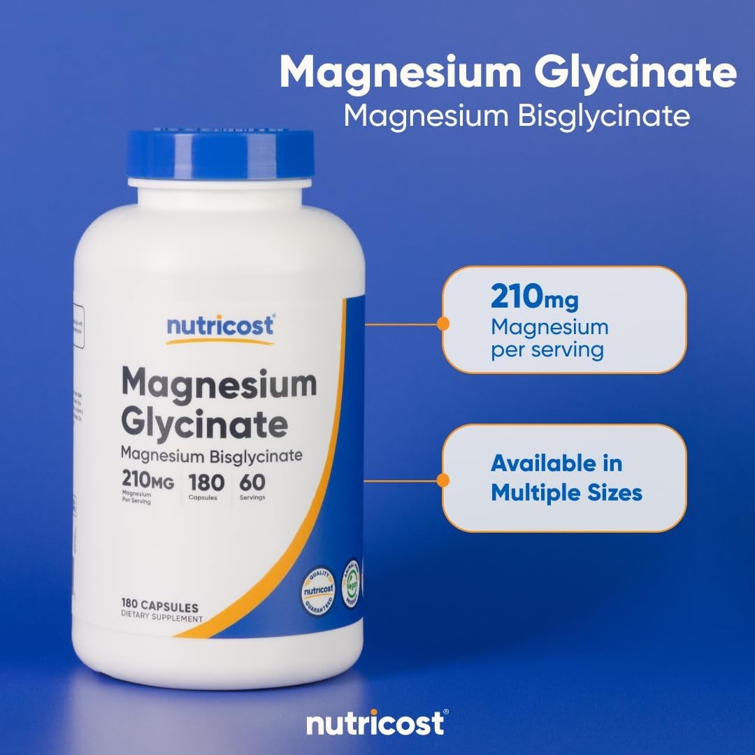 Nutricost Magnesium Glycinate 210mg 180 Capsules High Absorption