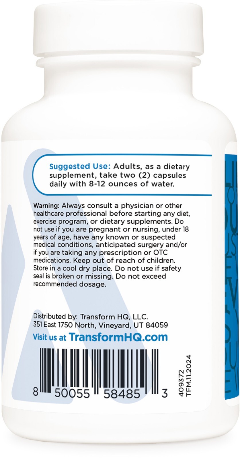 TransformHQ Longevity Brain Support Supplement (28 Servings) – 56 Capsules