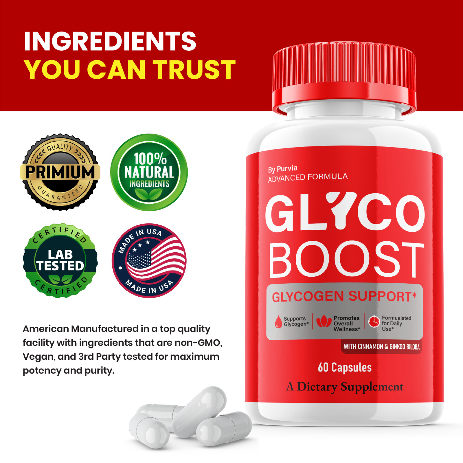 Glyco Boost Capsules for Overall Wellness Health Support Made in USA (5 Pack)