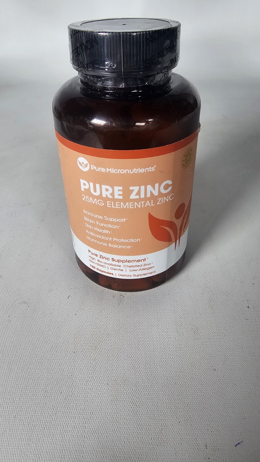 Pure Zinc Supplement 25mg – Elemental Zinc Chelate – 120 Capsules Exp: 01/2029