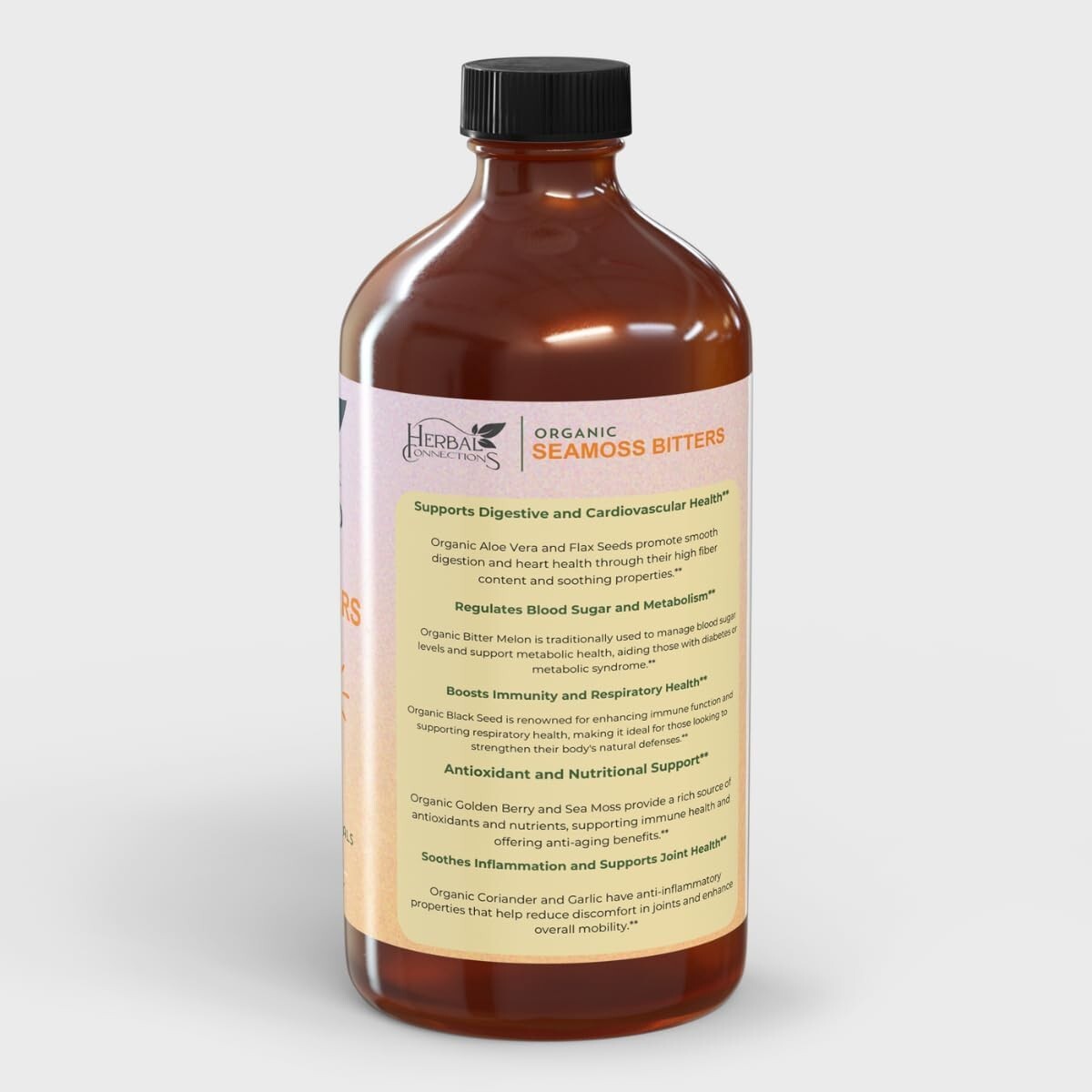 Organic (Irish Moss) Sea Moss Bitters with Aloe Vera — 16-Ounce Vegan Blend