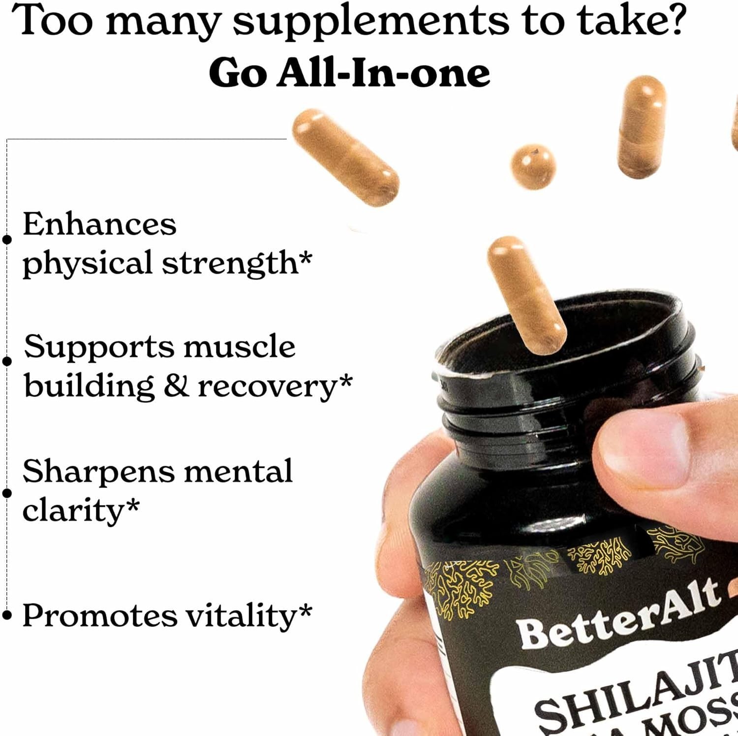 BetterAlt Sea Moss Shilajit, Maca Root, Ginkgo Biloba, Sea Moss, Ashwagandha