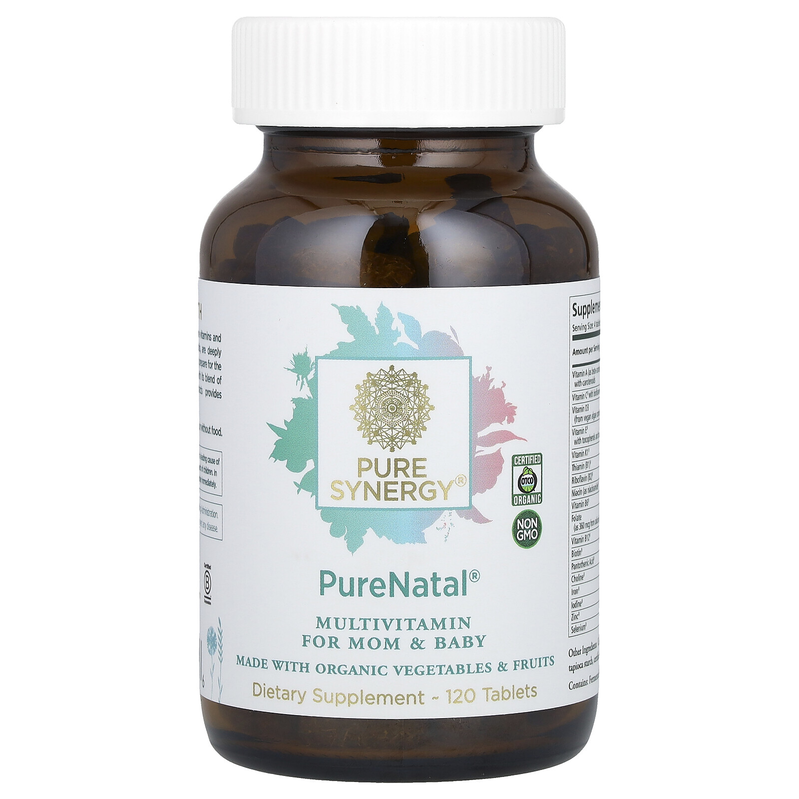 The Synergy Company PureNatal 120 Tablets Dairy-Free, Gluten-Free, Organic,