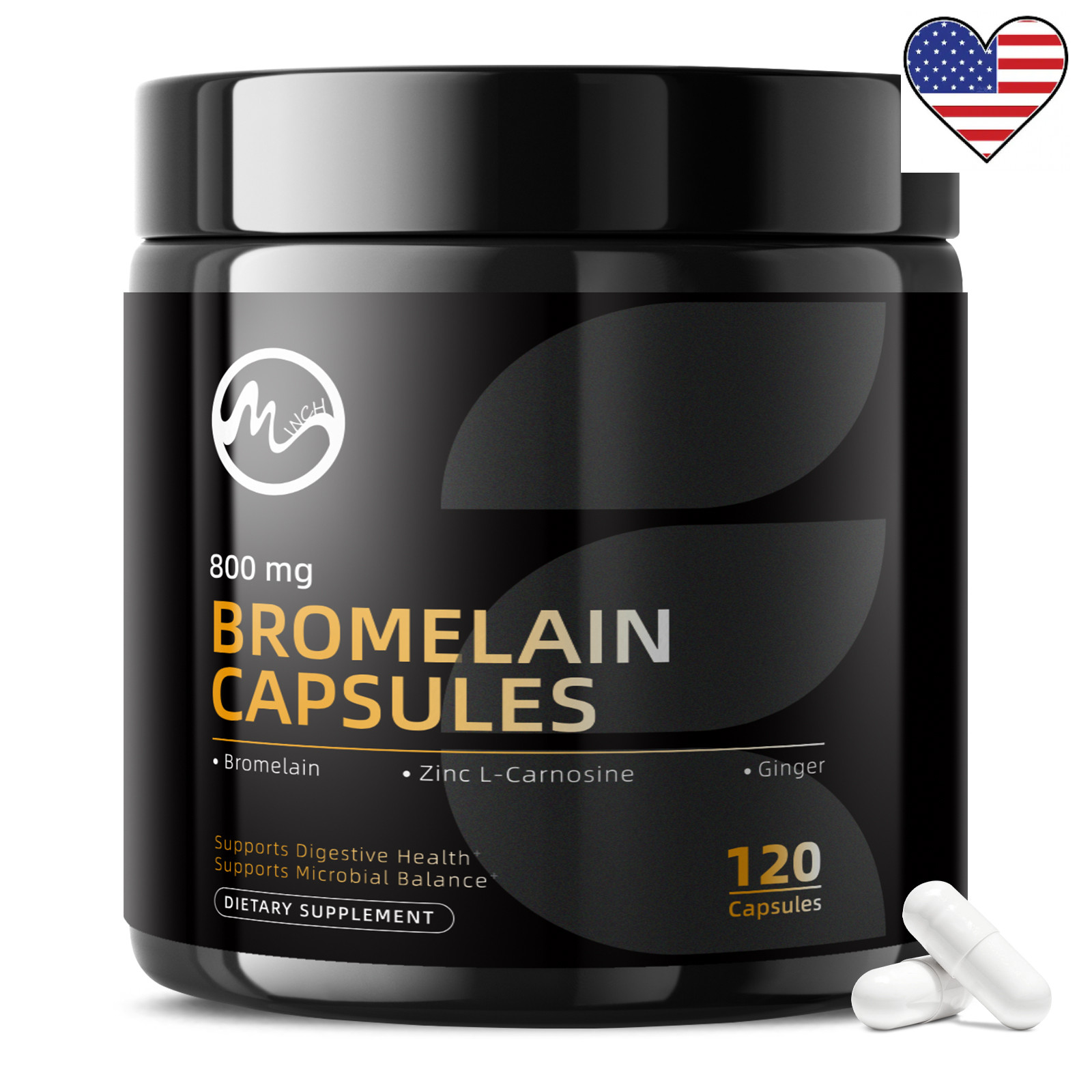 Bromelain Capsules (120 Servings)(800 MG Per Serving) 2,400 GDU