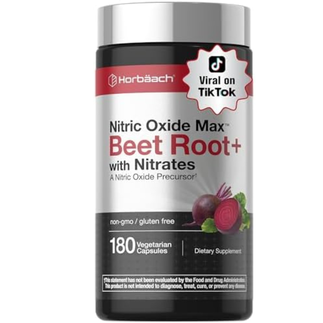 Nitric Oxide Beet Root Capsules | With Nitrates | 180 Count | by Horbaach